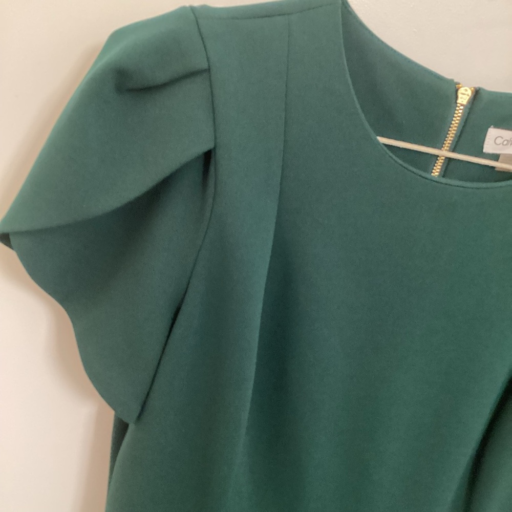 Calvin Klein Dark Green Mini Dress with tulip sleeves - Picture 2 of 5